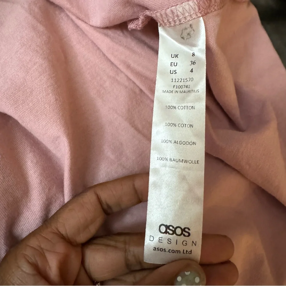 ASOS button through mini smock dress with pockets rose pink NWOT size 4
